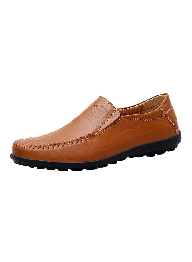 Leather Pull On Loafers Brown