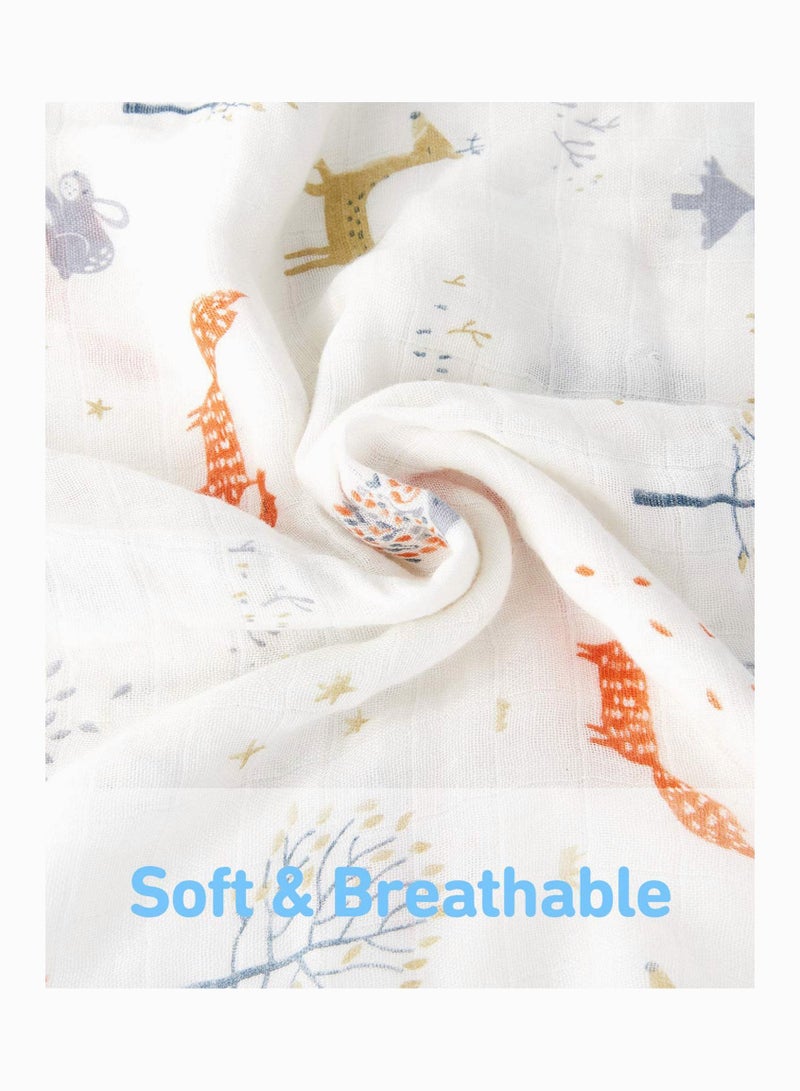 Baby Muslin Swaddle Blanket - Set of 3, Forest Fox Giraffe