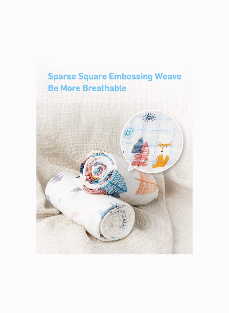Baby Muslin Swaddle Blanket - Set of 3, Forest Fox Giraffe