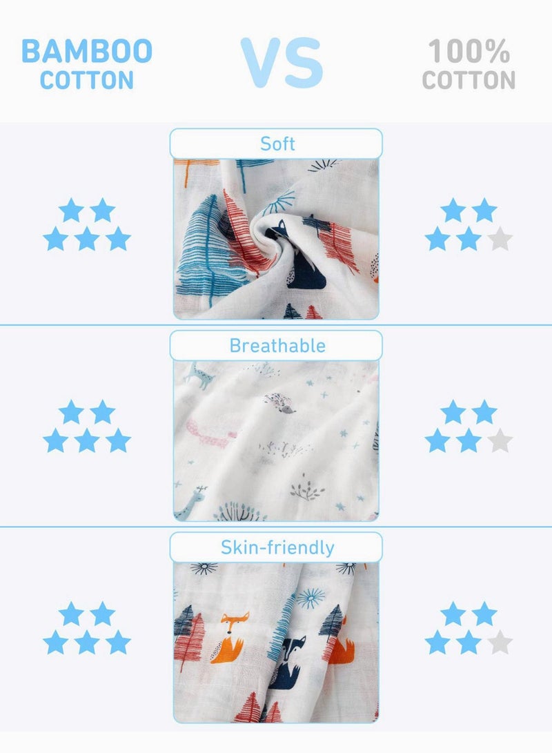 Baby Muslin Swaddle Blanket - Set of 3, Forest Fox Giraffe