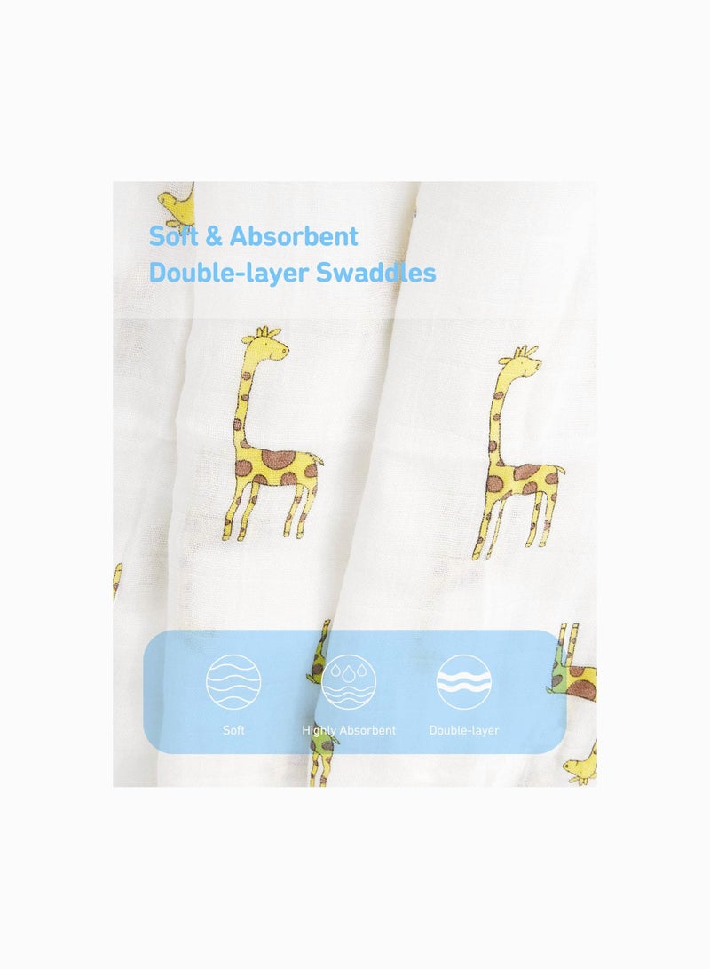 Baby Muslin Swaddle Blanket - Set of 3, Forest Fox Giraffe