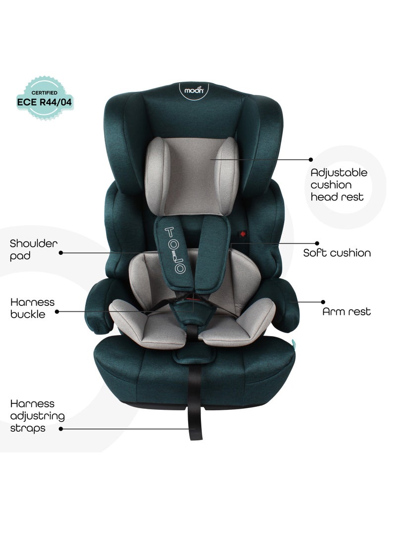 Tolo Kids Car Seat – Group 1/2/3 Forward-Facing Booster Seat (9m–11y), Secure Fit And Comfort Padding, Adjustable Headrest for Toddlers – Green