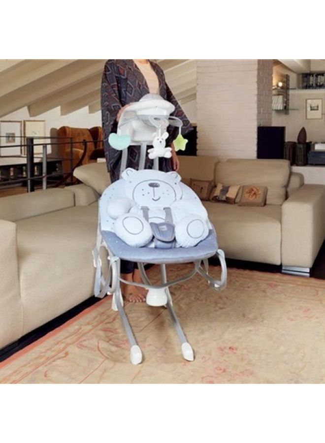 Portable Evo Baby Infant Swing With Support And Safety, 0 - 9 Kg - Grey Teddy