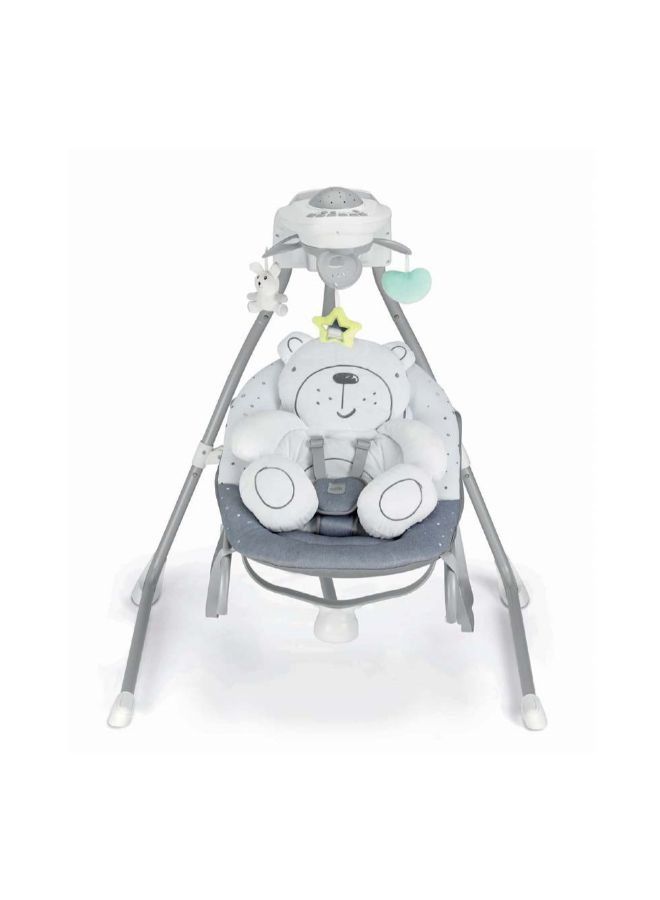 Portable Evo Baby Infant Swing With Support And Safety, 0 - 9 Kg - Grey Teddy