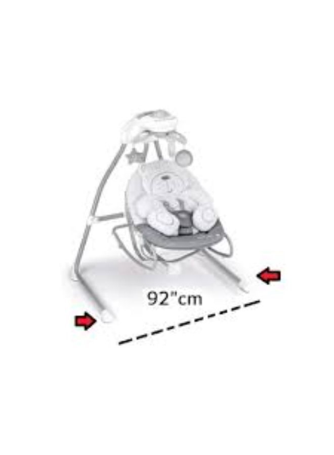 Portable Evo Baby Infant Swing With Support And Safety, 0 - 9 Kg - Grey Teddy