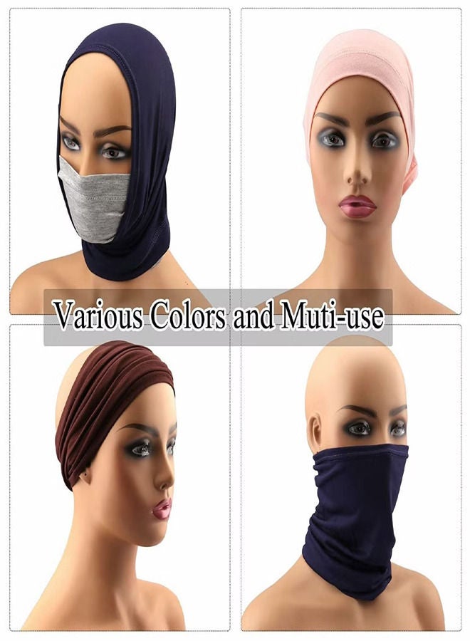 12-Pieces Hijab Undercap Scarf for Women Men Turban Head Wraps Solid Color Tube Unisex