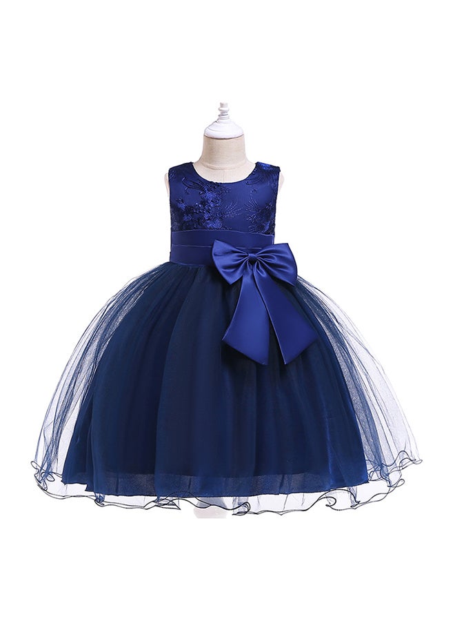 Bowknot Silk Dress Blue
