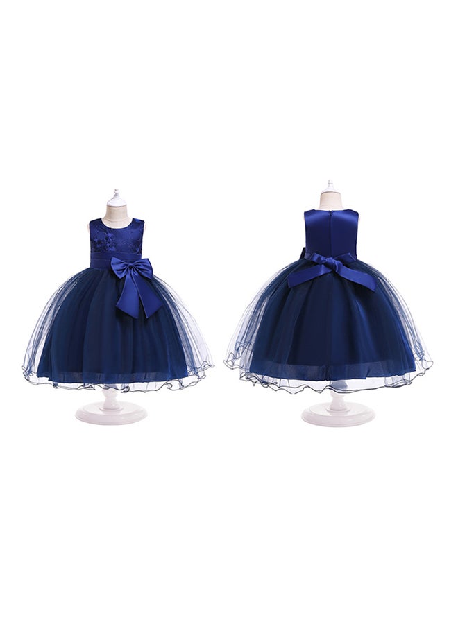 Bowknot Silk Dress Blue