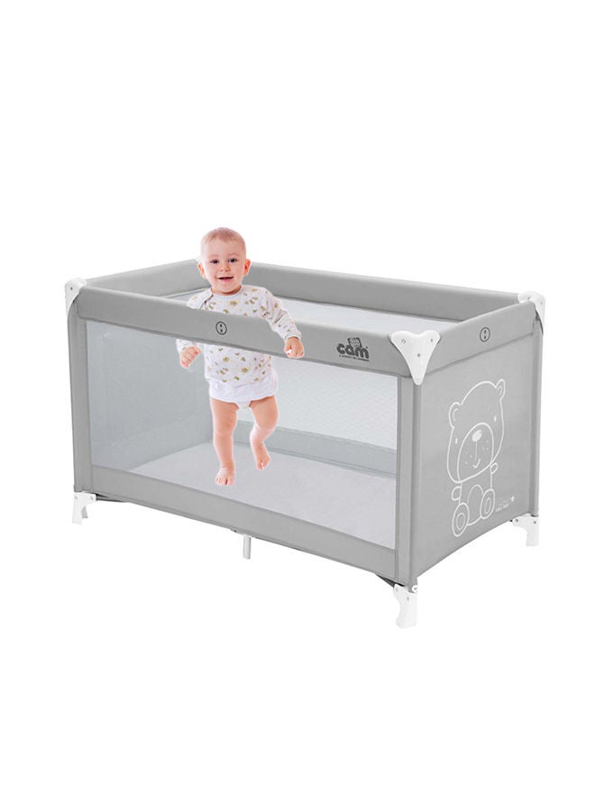 Lettino Daily Plus Travel Cot - Grey - Compact Go-Anywhere Travel Cot, From 0 To 36 Months, 2 Castors, Travel Bag, Compact Folding, Large Pocket, Baby Bed, Baby Cot
