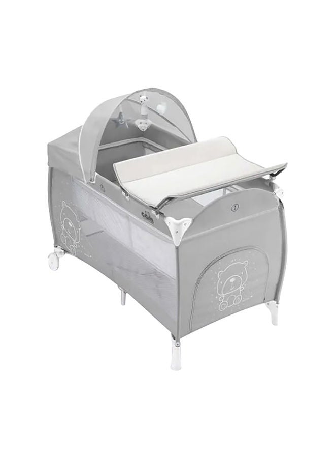 Lettino Daily Plus Travel Cot - Grey - Compact Go-Anywhere Travel Cot, From 0 To 36 Months, 2 Castors, Travel Bag, Compact Folding, Large Pocket, Baby Bed, Baby Cot