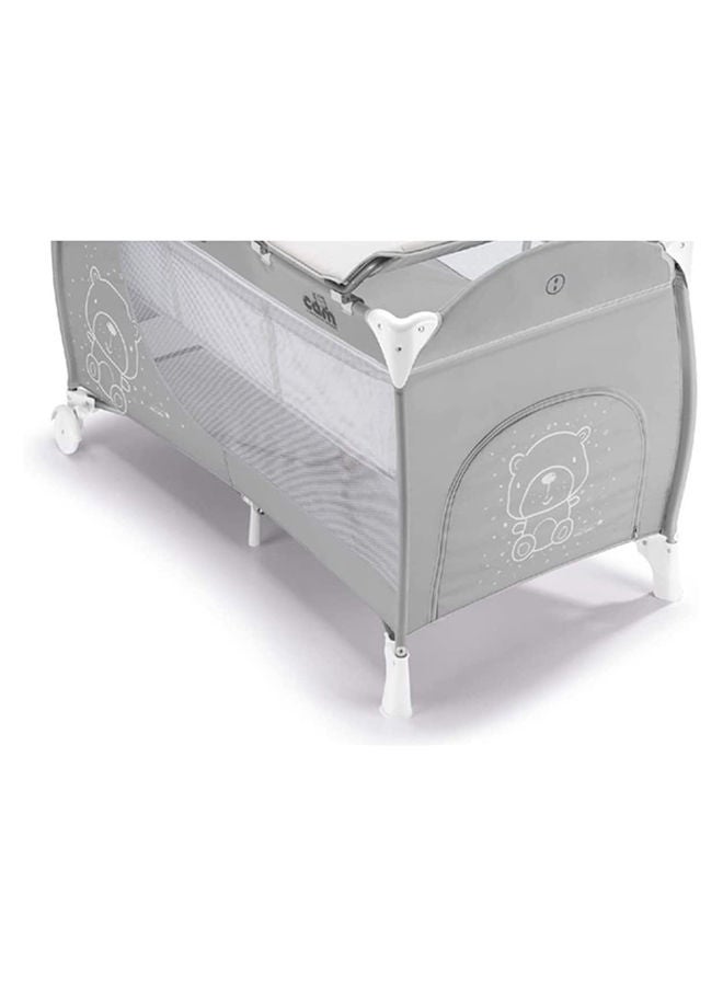 Lettino Daily Plus Travel Cot - Grey - Compact Go-Anywhere Travel Cot, From 0 To 36 Months, 2 Castors, Travel Bag, Compact Folding, Large Pocket, Baby Bed, Baby Cot