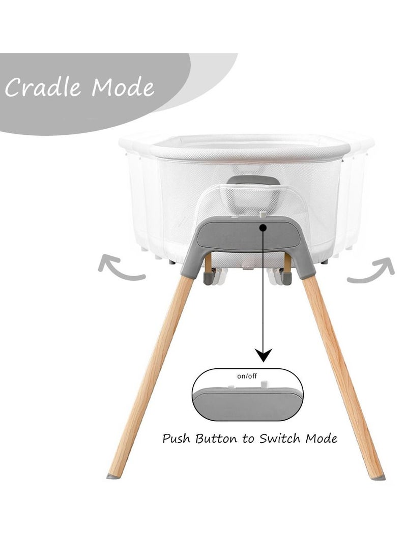 3 - In - 1 Baby Rocker Bassinet , Infant Crib With Mosquito Net - White