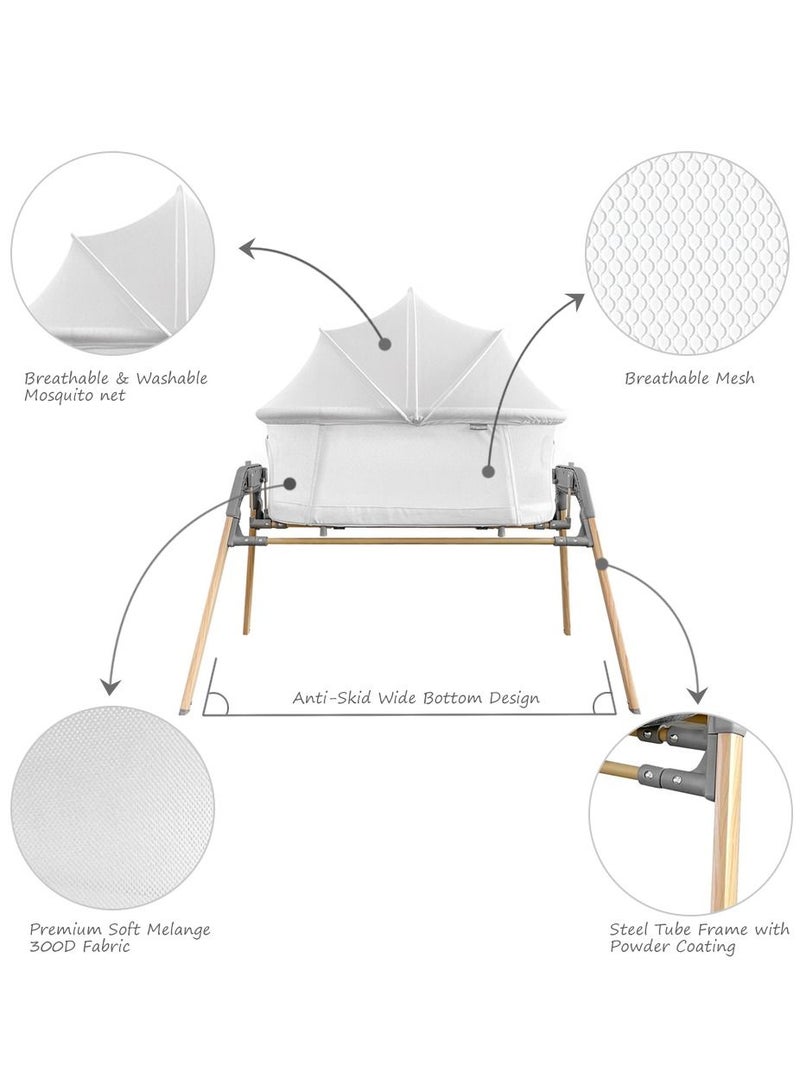 3 - In - 1 Baby Rocker Bassinet , Infant Crib With Mosquito Net - White