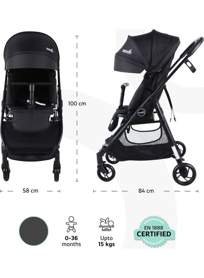 Revo 360° Rotating Baby Stroller – Foldable Pushchair with Storage Basket, Lightweight, Compact, Suitable Newborns And Toddlers – Black