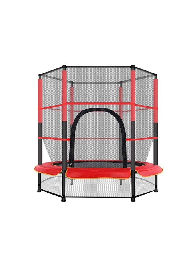 5.5 ft Heavy-Duty Indoor And Outdoor Round Shaped Jumping Trampoline With Safety Net 140X140X160cm