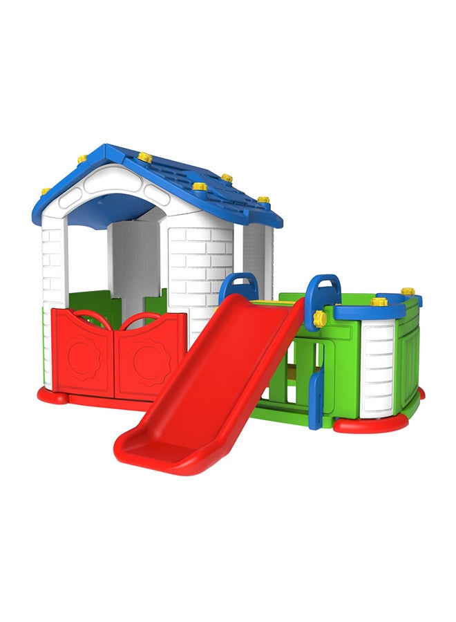 Big Indoor/Outdoor Playhouse with Slide and Playgym 187x185x185cm