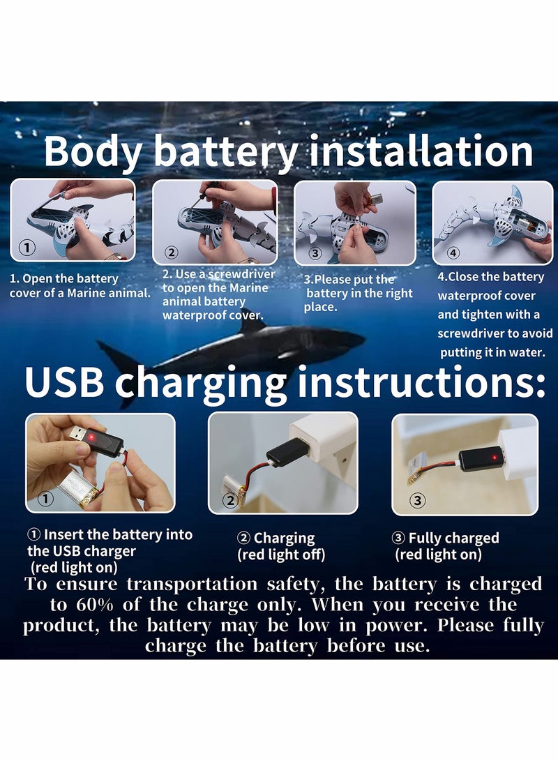 Remote Control Shark Toy 2.4GHz High Simulation Shark Toys