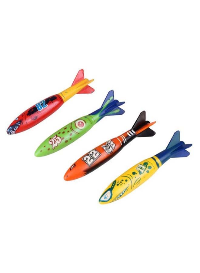 4-Piece Toypedo Shaped Underwater Swimming Diving Toy Set 5inch