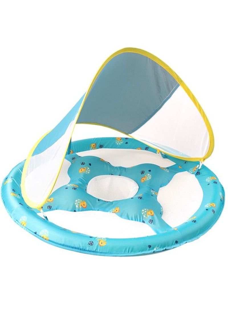 Swim Ring With Shade Awning Swimming Pool Float Toy For 0-3 Years