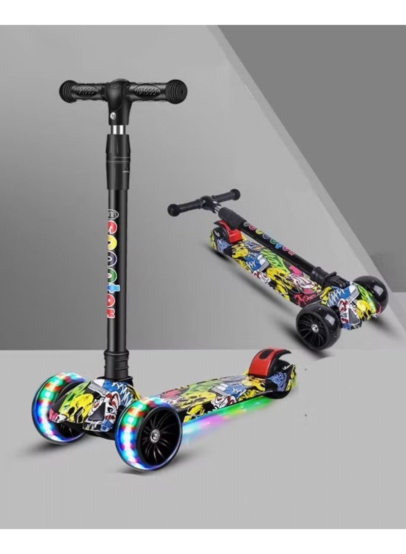 Kids Adjustable Height 3 Wheel Non-Toxic Foldable Scooter With Light-Up Wheels