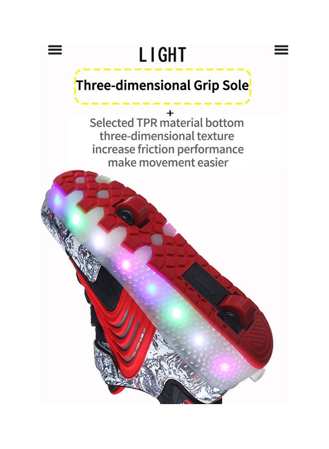 The New Trend Of Children's LED Light Up Rechargeable Luminous Double Wheel Heelys Skates, Breathable Youth Student Sports Shoes