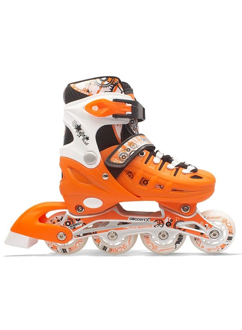 Soccerex Inline and Roller Skates Shoes Set with Helmet and Protective Gear