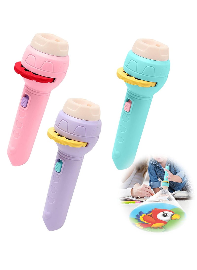 3 Slide Projection Flashlight with 9 Slides, Children's Cognitive Projection Lamp Toy Slides Educational Learning Bedtime Wall Lamp Night Light