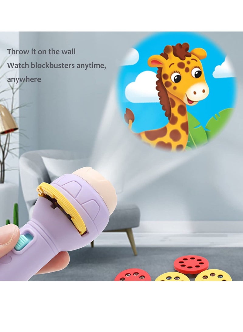 3 Slide Projection Flashlight with 9 Slides, Children's Cognitive Projection Lamp Toy Slides Educational Learning Bedtime Wall Lamp Night Light