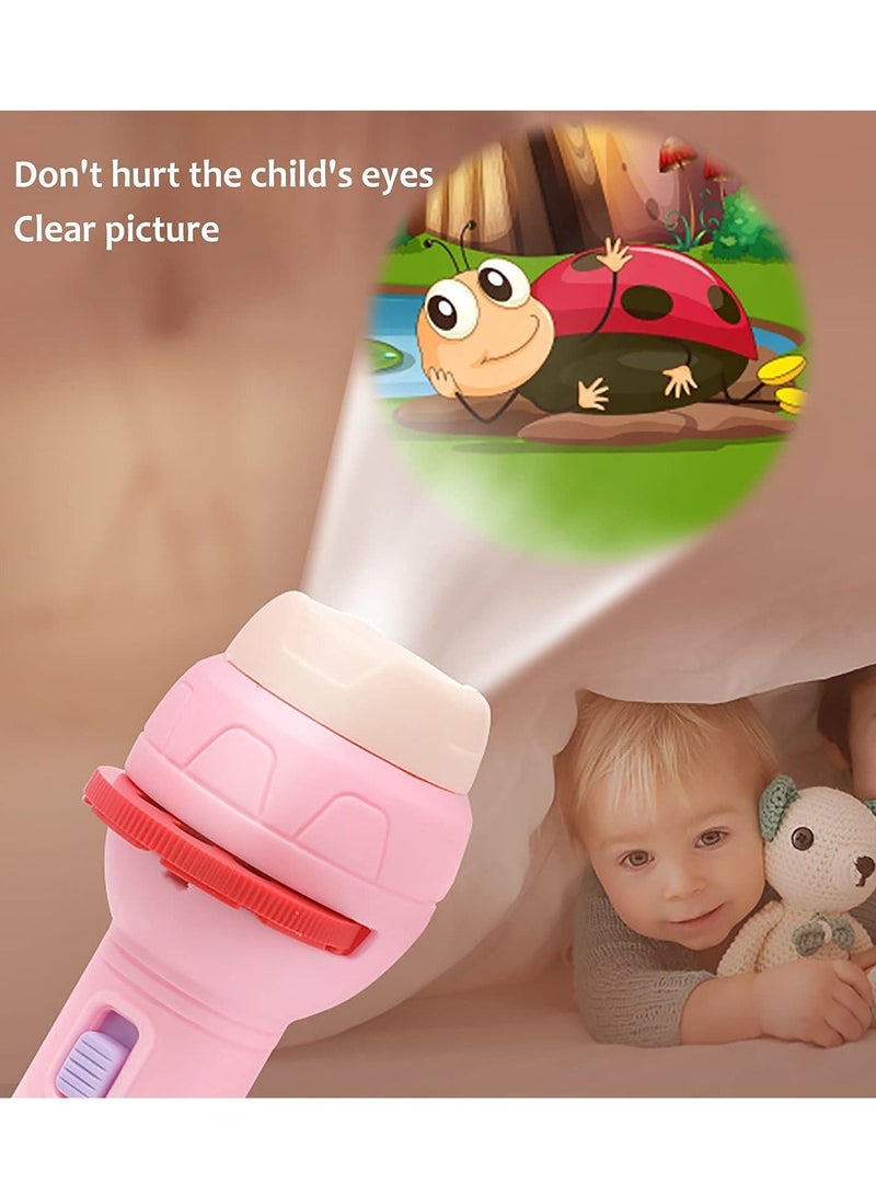 3 Slide Projection Flashlight with 9 Slides, Children's Cognitive Projection Lamp Toy Slides Educational Learning Bedtime Wall Lamp Night Light