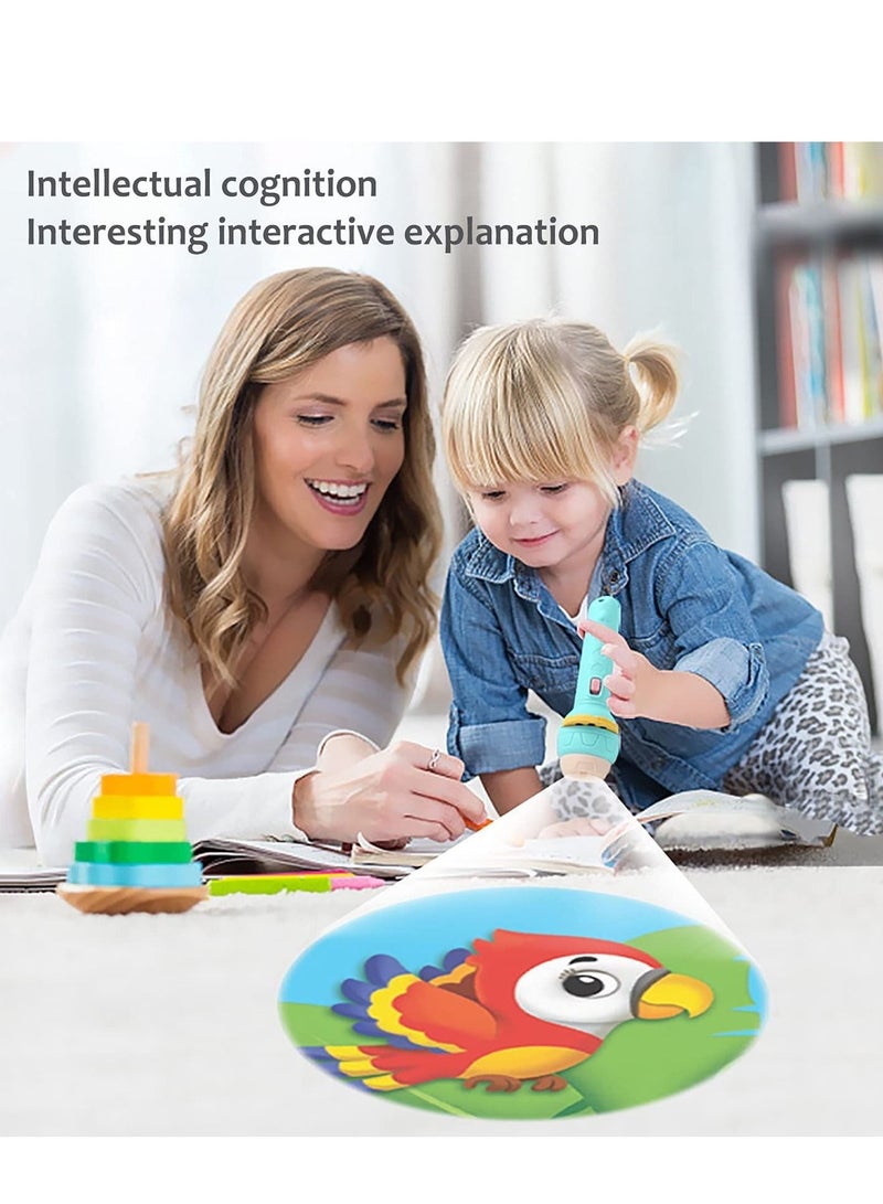 3 Slide Projection Flashlight with 9 Slides, Children's Cognitive Projection Lamp Toy Slides Educational Learning Bedtime Wall Lamp Night Light