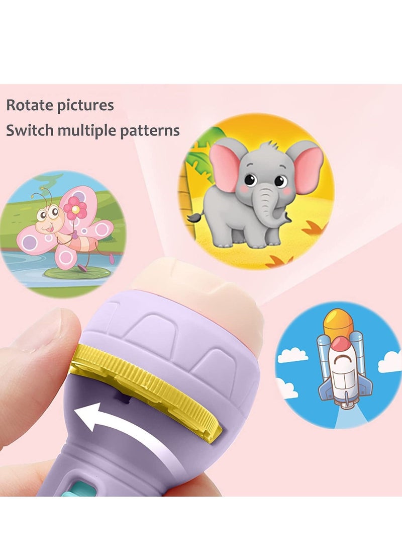 3 Slide Projection Flashlight with 9 Slides, Children's Cognitive Projection Lamp Toy Slides Educational Learning Bedtime Wall Lamp Night Light