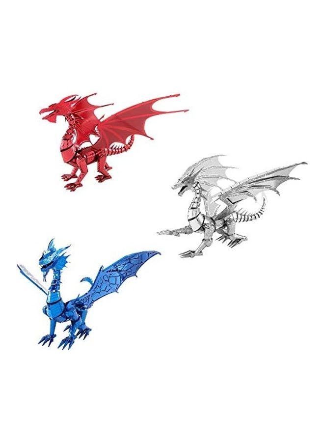 3-Piece 3D Metal Model Dragon Set