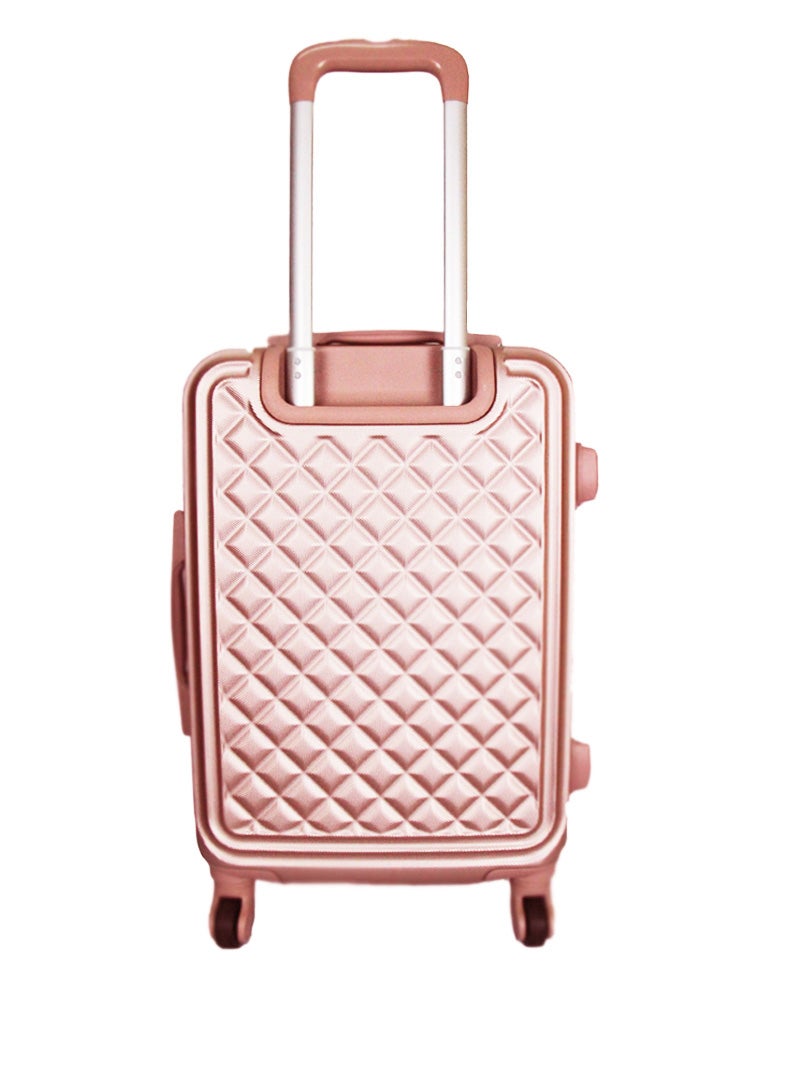 3-Piece Luggage Trolley Set With Briefcase Rose Gold