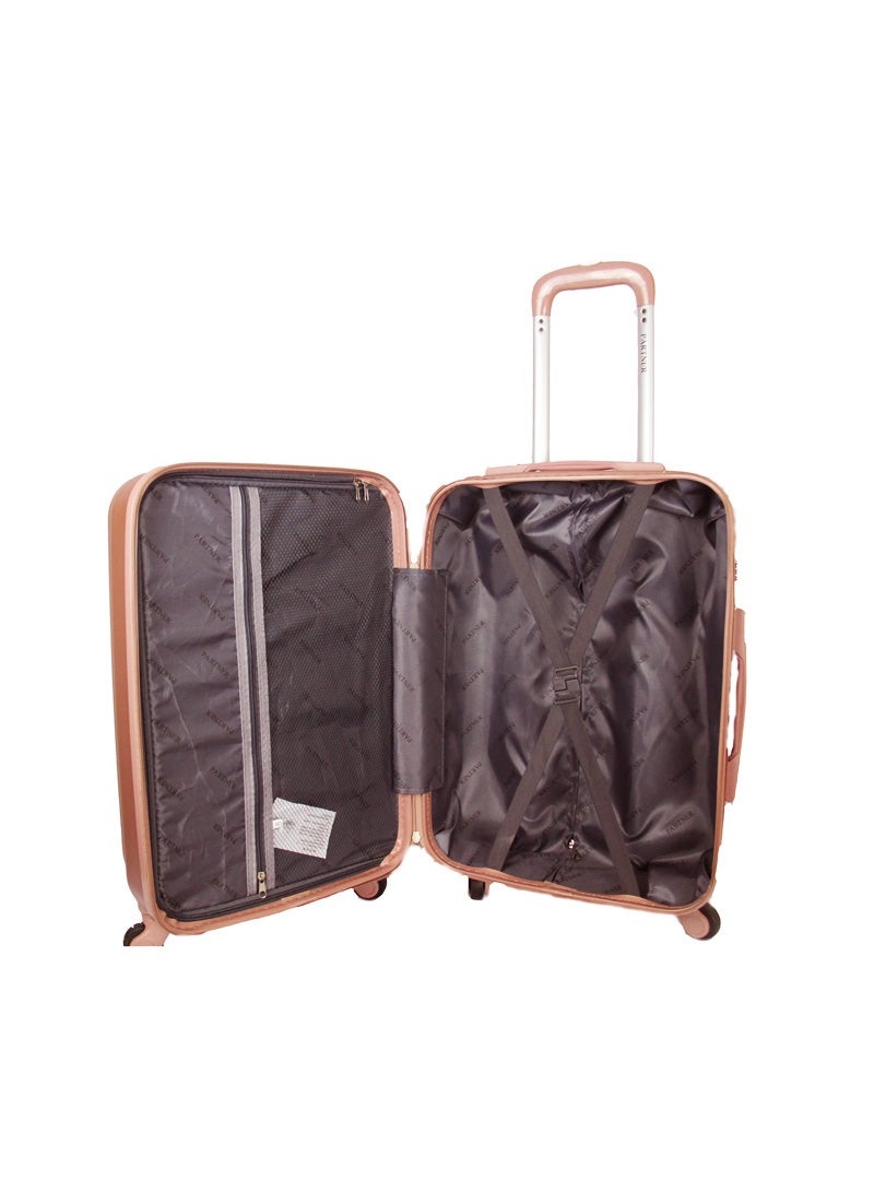 3-Piece Luggage Trolley Set With Briefcase Rose Gold