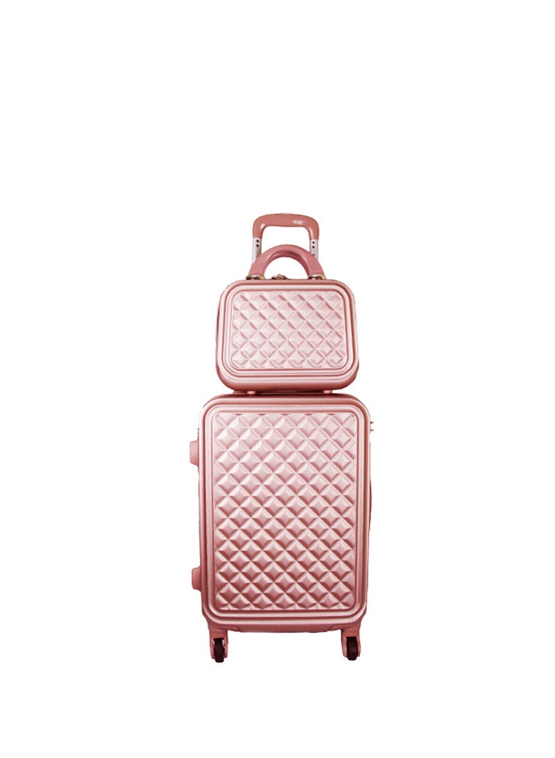 3-Piece Luggage Trolley Set With Briefcase Rose Gold