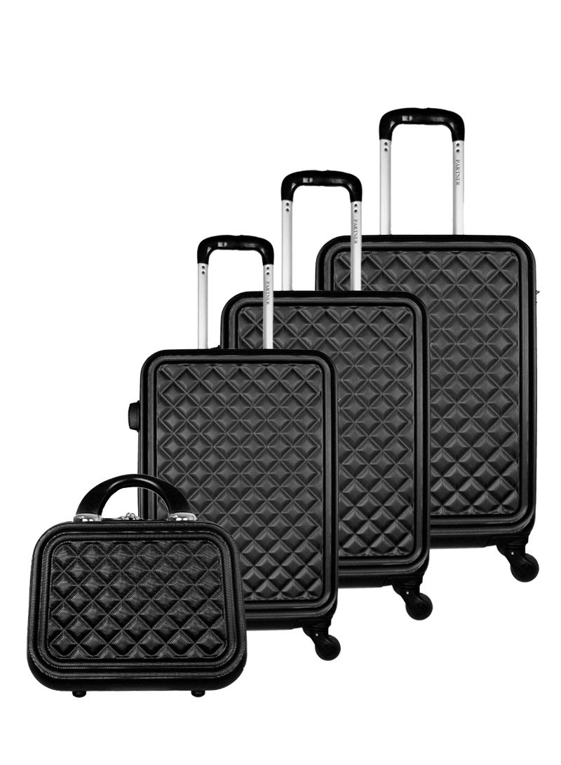 3-Piece Luggage Trolley Set With Briefcase Black