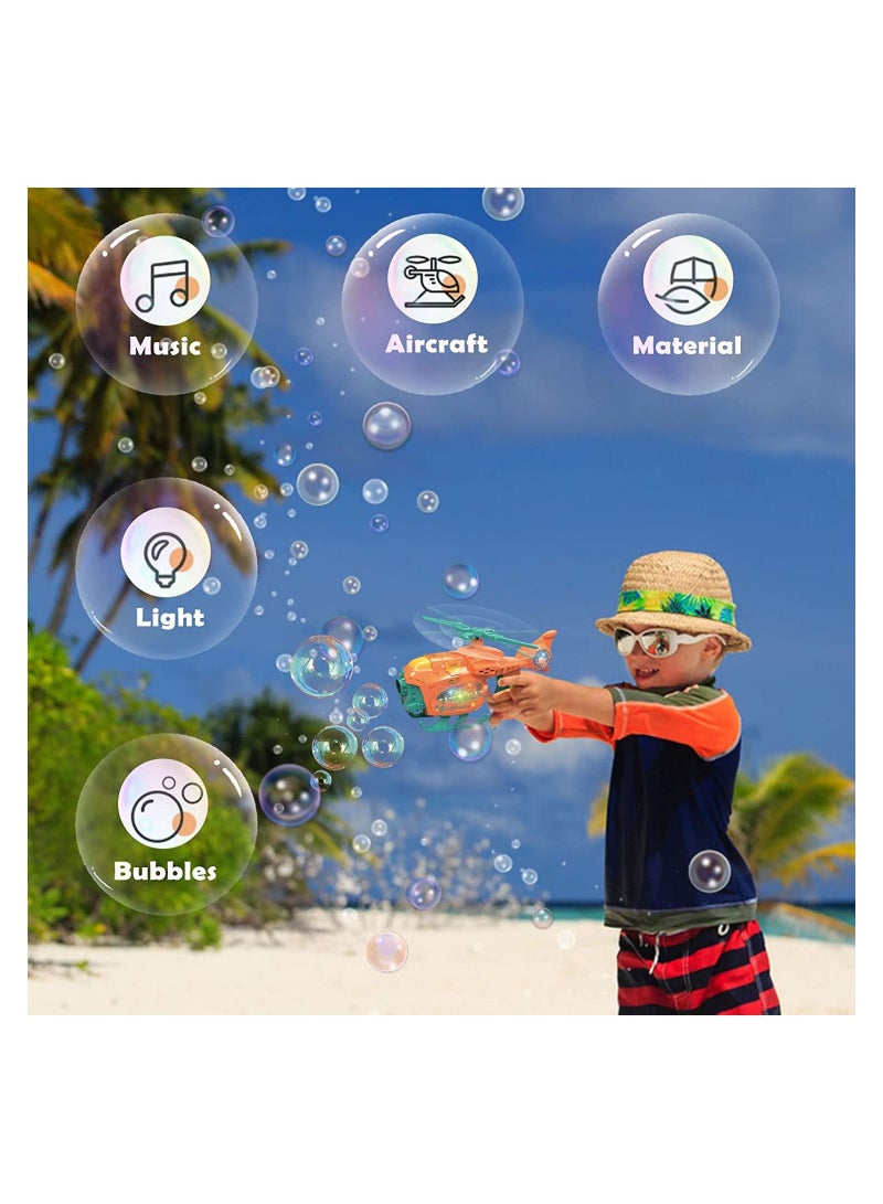 Bubble Machine Bubble Blower Bubble Maker for Kids with Lights Music Helicopter Toy Bubble Blower Maker with Bubble Solutions Automatic Bubble Maker Birthday Gifts for Kids Boys Girls Age 3+