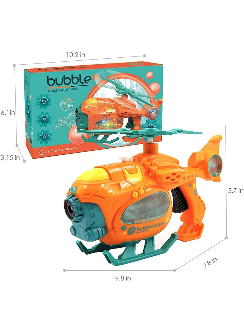 Bubble Machine Bubble Blower Bubble Maker for Kids with Lights Music Helicopter Toy Bubble Blower Maker with Bubble Solutions Automatic Bubble Maker Birthday Gifts for Kids Boys Girls Age 3+