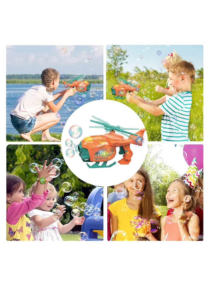 Bubble Machine Bubble Blower Bubble Maker for Kids with Lights Music Helicopter Toy Bubble Blower Maker with Bubble Solutions Automatic Bubble Maker Birthday Gifts for Kids Boys Girls Age 3+