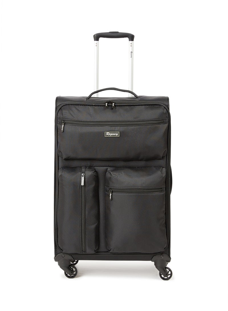 Softside Small Check in Luggage Trolley Black