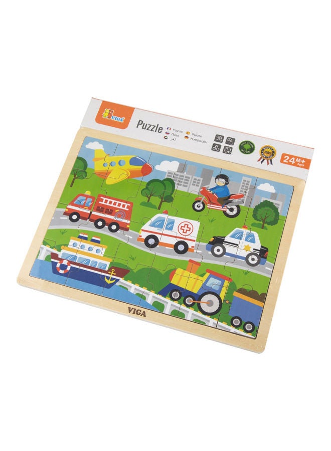 24-Piece Wooden Puzzle with Baseplate