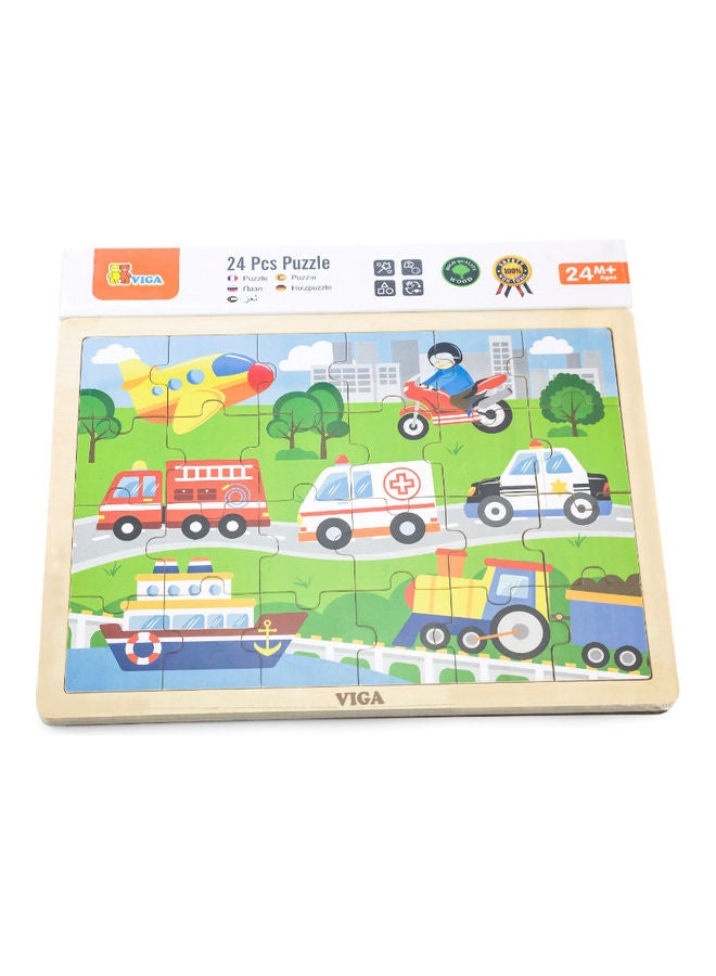 24-Piece Wooden Puzzle with Baseplate