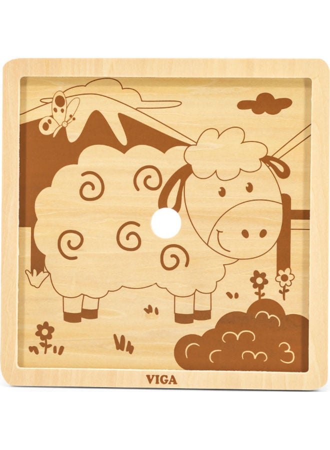 9-Piece Wooden Sheep Puzzle