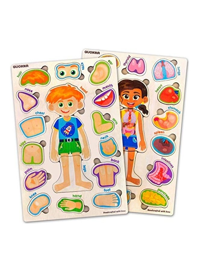 2-Piece  Anatomy Learning Educational Wooden Toddler Puzzles Set
