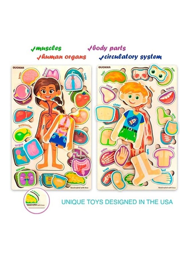 2-Piece  Anatomy Learning Educational Wooden Toddler Puzzles Set