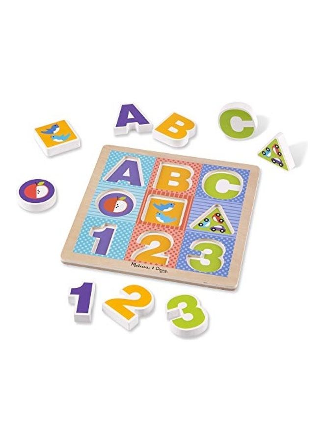 9-Piece Wooden ABC-123 Chunky Puzzle Set