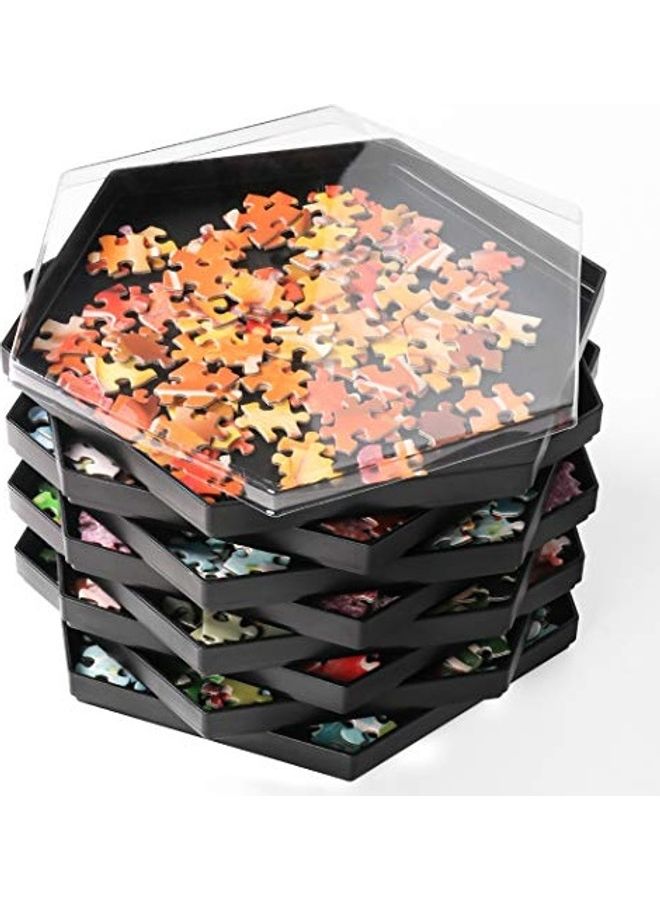 8 Hexagonal Sorting Tray Stackable Jigsaw Puzzle Sorters with Lid Accessory for Up to 1500 Piece 9.4 x 8.2 x 0.7inch