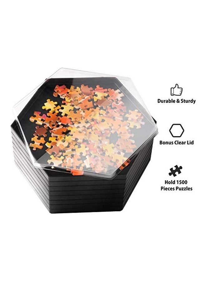 8 Hexagonal Sorting Tray Stackable Jigsaw Puzzle Sorters with Lid Accessory for Up to 1500 Piece 9.4 x 8.2 x 0.7inch
