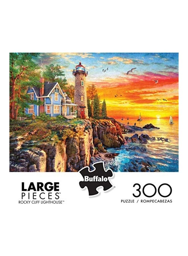 300-Piece Rocky Cliff Light House Jigsaw Puzzle Set 21.25x15inch