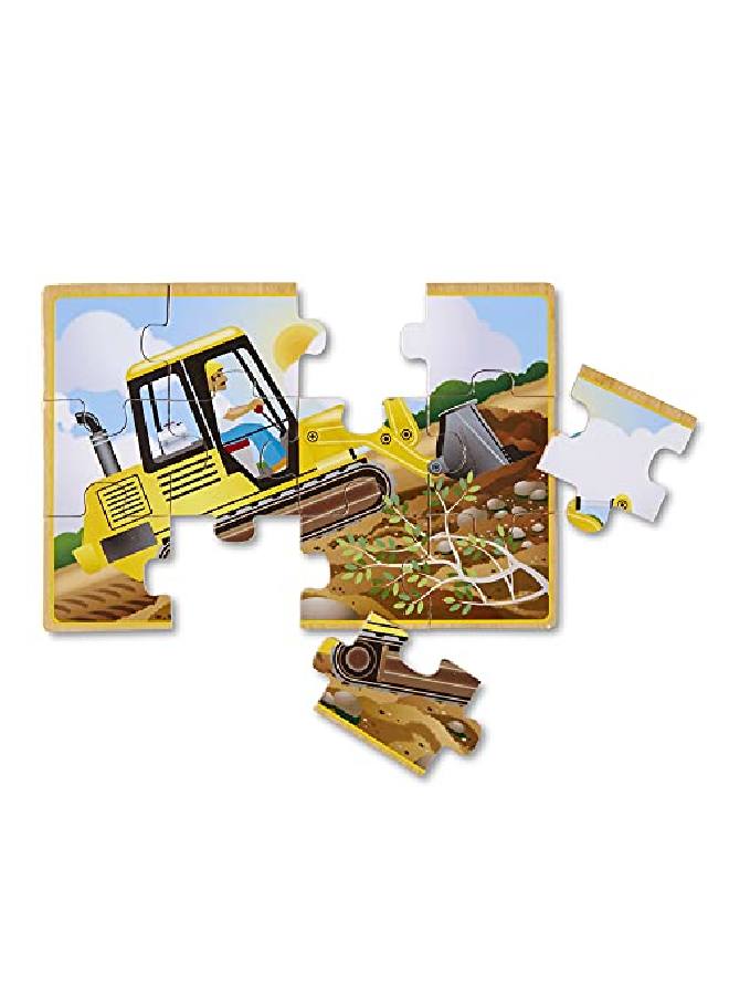 Construction Vehicles 4In1 Wooden Jigsaw Puzzles (48 Pcs)